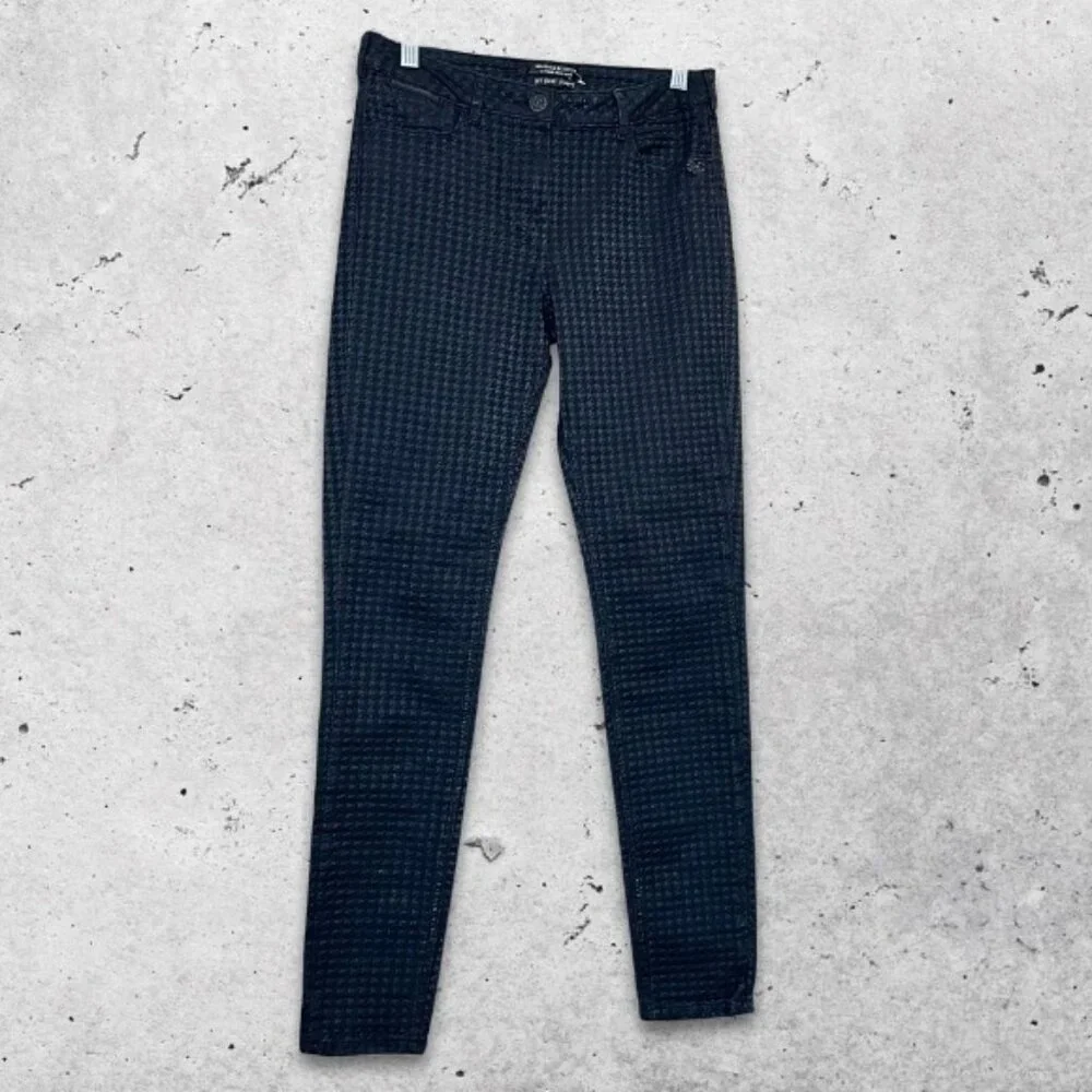 Maison Scotch Jeans Skinny Fit Houndstooth‎ Textured Durable Fabric Black W 27